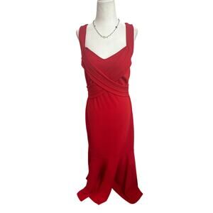 Candalite Long Red Dress, Crossover Bodice, Bodycon